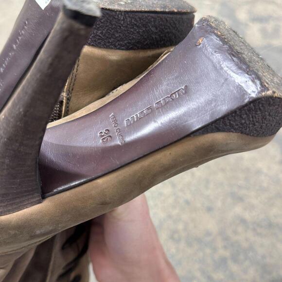 Vintage Miss Sixty brown Genuine Leather Lace-Up Tall Knee High Platform Boots - Picture 8 of 8